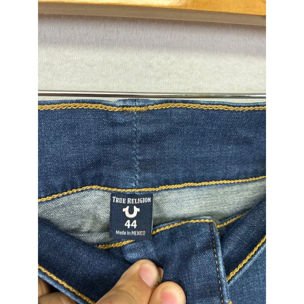Streetwear True Religion Mens 44 Blue Rocco No Flap Renegade SE Distressed Jeans